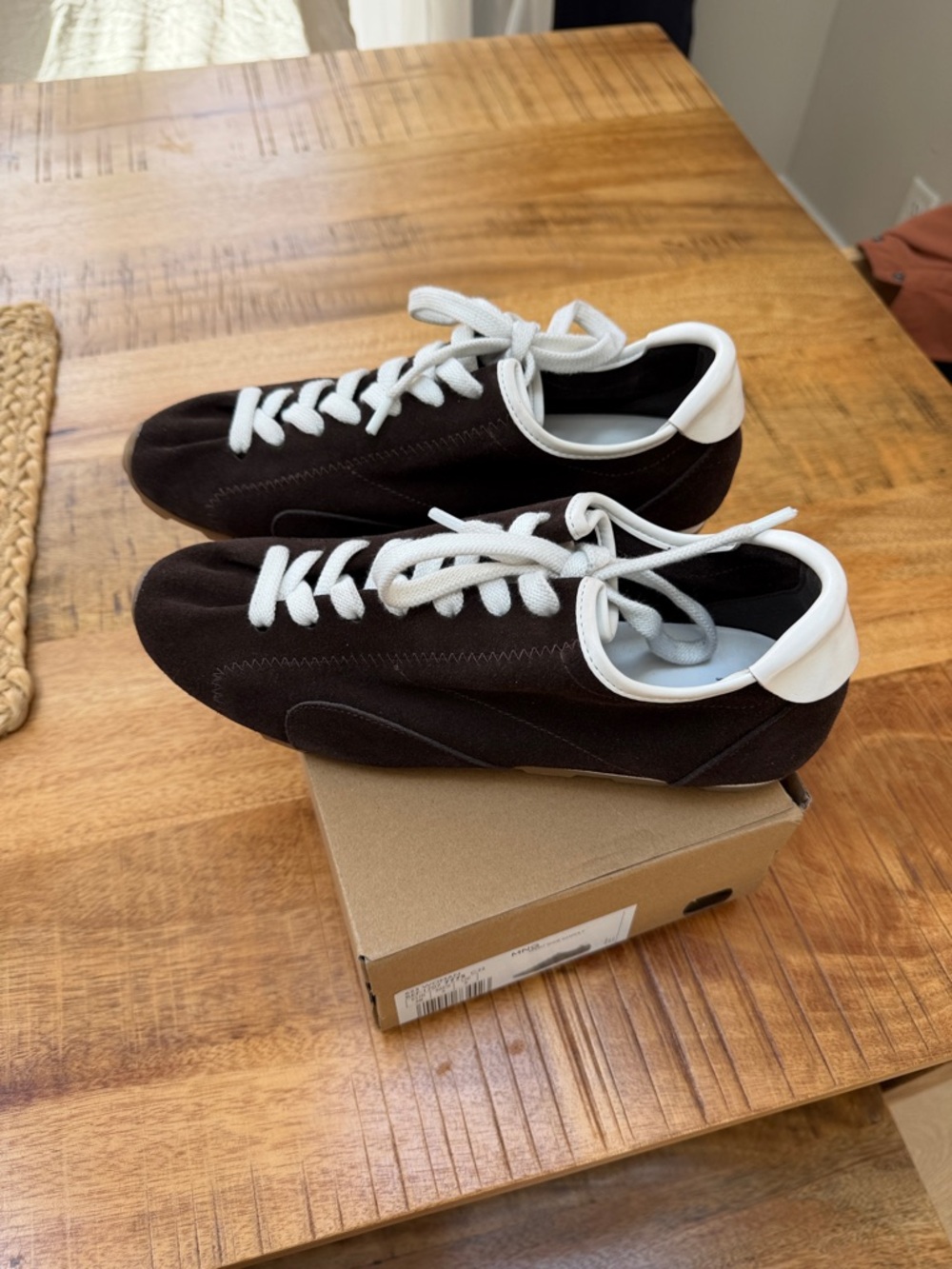 Mango Chocolate Brown Low-Top Sneakers with White Accents - Picture 2 of 5